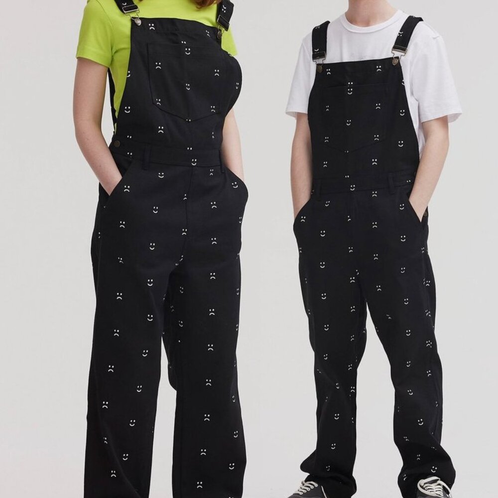 Lazy Oaf Happy Sad Dungaree Overalls Size M
